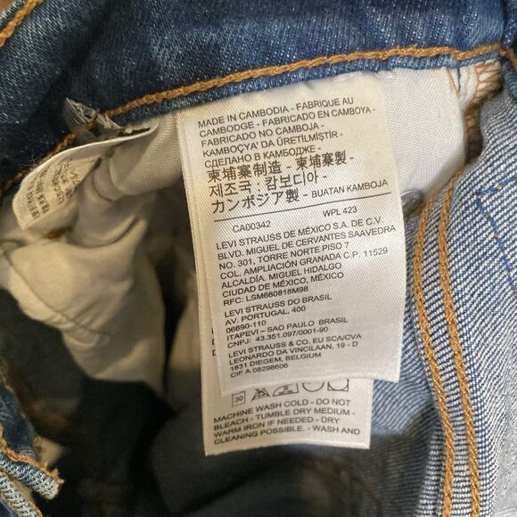 Levi's 501 Original Fit Jeans Womens Size W26 L28 Chewed Hem Blue Distressed - Picture 13 of 15